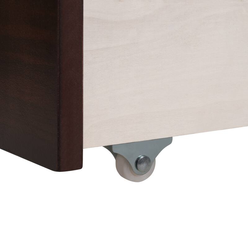 Daybed with Two Drawers, Solid Wood Frame, Guardrails, No Box Spring Needed