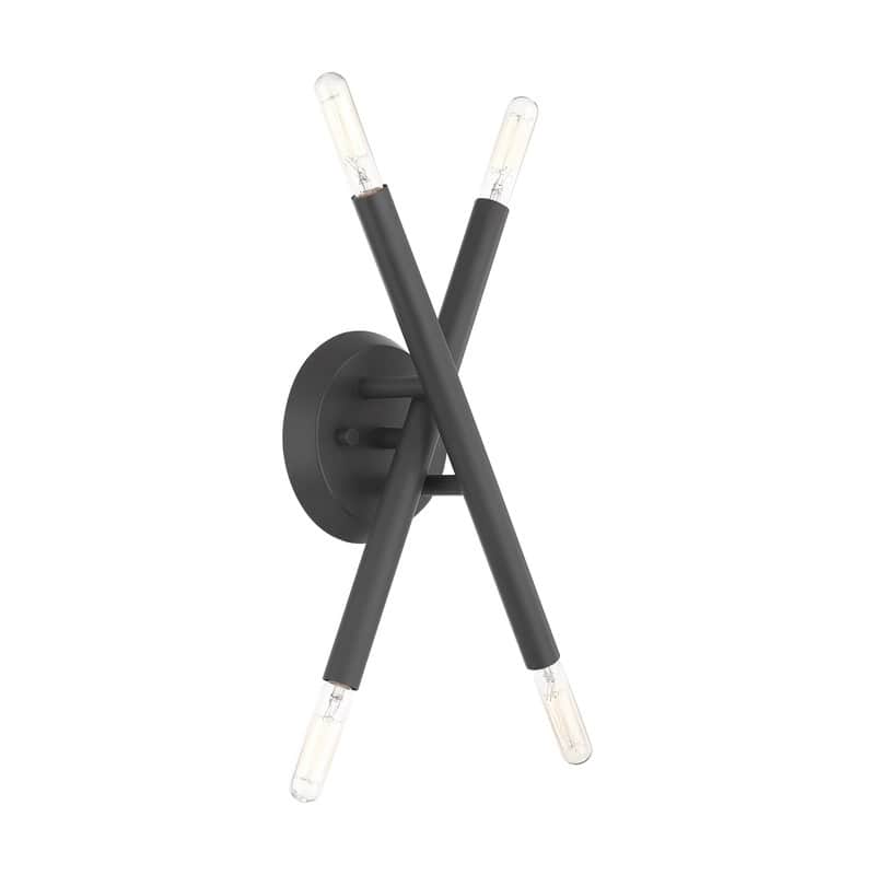 Livex Lighting 4 Light Scandinavian Gray ADA Sconce, 46772-76 - 6" W x 11.25" H x 3.75" Ext.