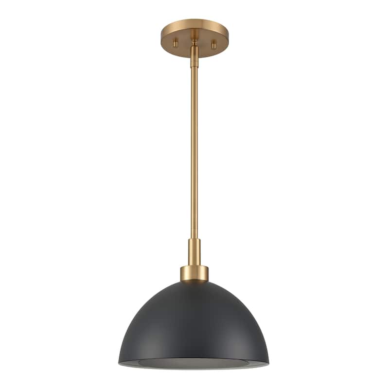 Elk Home Pelham Satin Brass Finish With Black Metal Shade Pendant
