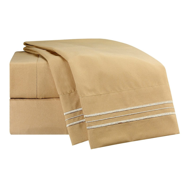 Clara Clark Premium 1800 Series Ultra-soft Deep Pocket Bed Sheet Set - Split King - Camel Gold