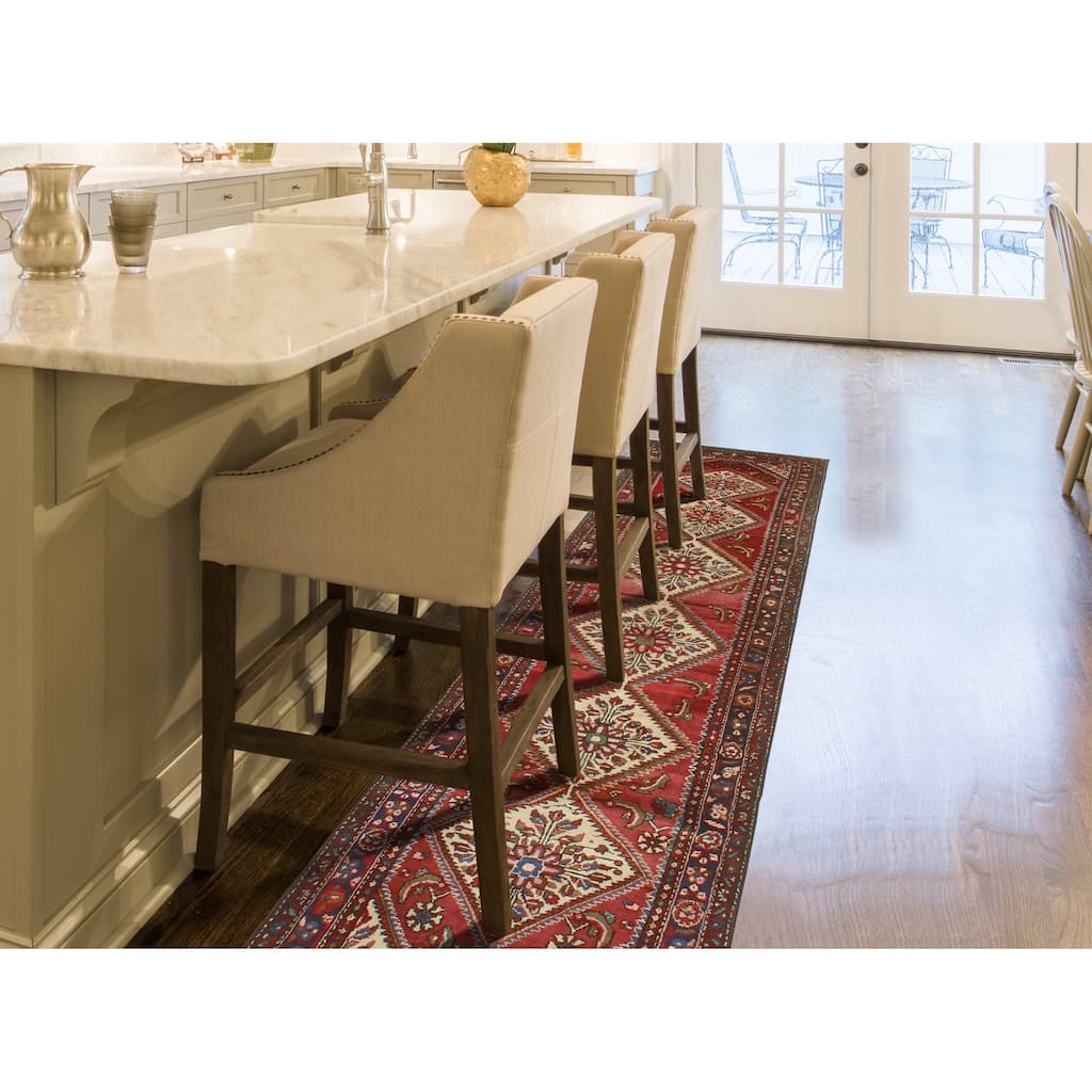 Fine Vintage Distressed Gloria Burgundy/Ivory Runner - 3'1" x 11'7"