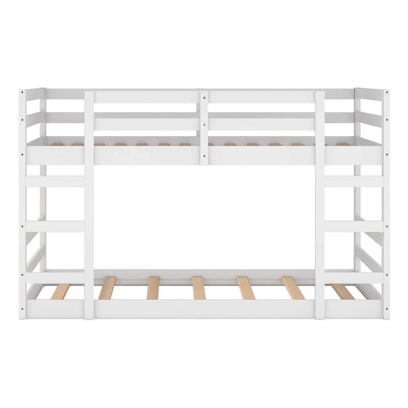 Twin Over Twin Size Bunk Bed with Ladder
