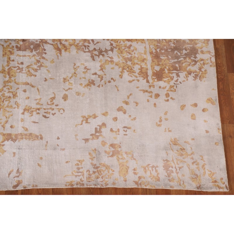 Beige Modern / Abstract Area Rug Hand-Knotted Wool Carpet - 7'11"x 10'1"