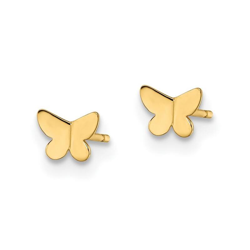 Curata 14k Yellow Gold Girls Polished Butterfly Angel Wings Post Earrings 3.38x4.9mm
