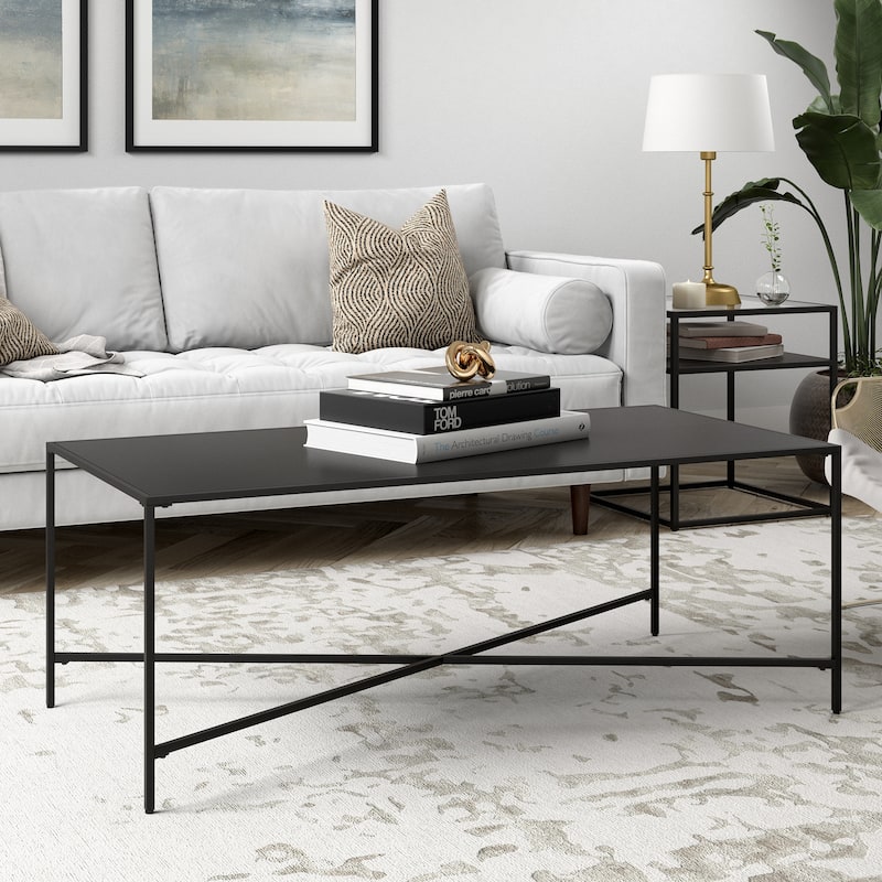 Henley 48" Wide Rectangular Coffee Table with Glass Top