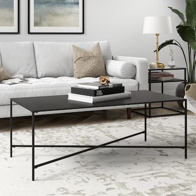 Henley 48'' Wide Rectangular Coffee Table with Glass Top