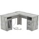 preview thumbnail 61 of 70, Modern Farmhouse L-Shape Desk with File Cabinet and Drawers, Homer Office Executive Desk with Charge Station