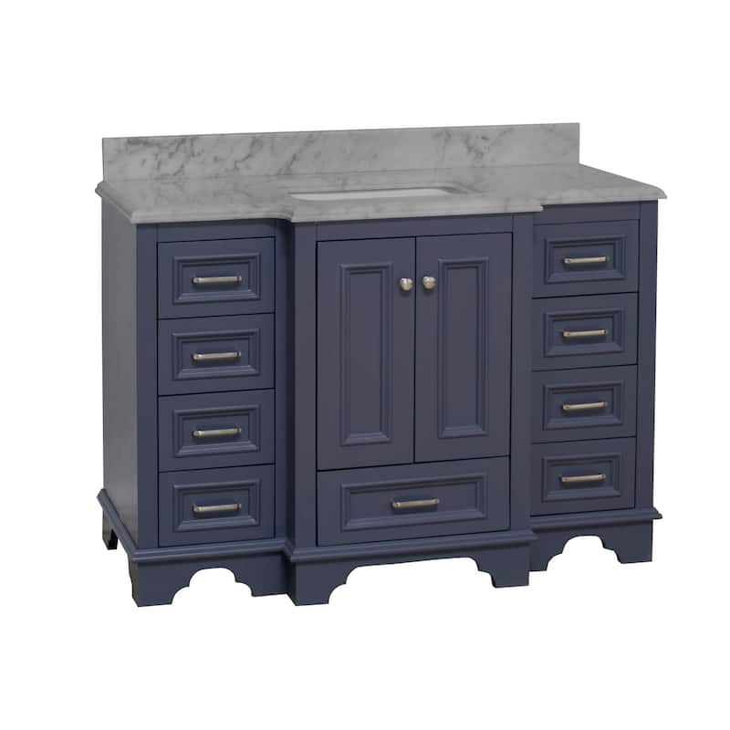KitchenBathCollection Nantucket 48" Bathroom Vanity with Carrara Marble Top