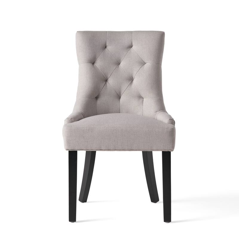Light Grey Sloped Arms Dining Chair, Tufted Office Chair, Set of 2