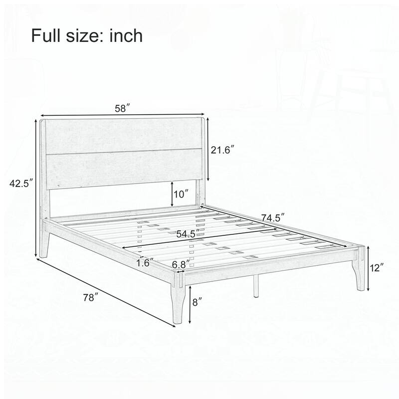 Bamboo Wood Platform Bed with Wood Slat Support