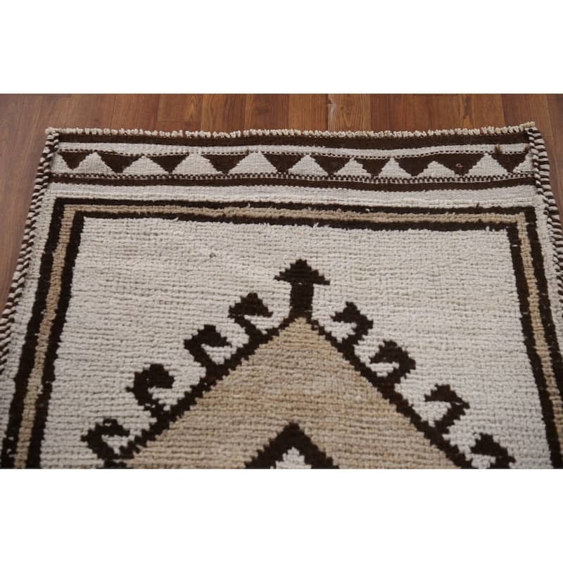 Beige Anatolian Turkish Runner Rug Handmade Wool Carpet - 3'1"x 11'2"