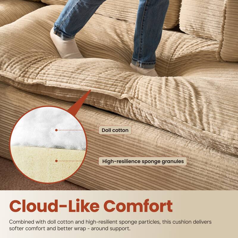 OVIOS L-Shaped Sofa with Dual-Tone Stripe Fabric​