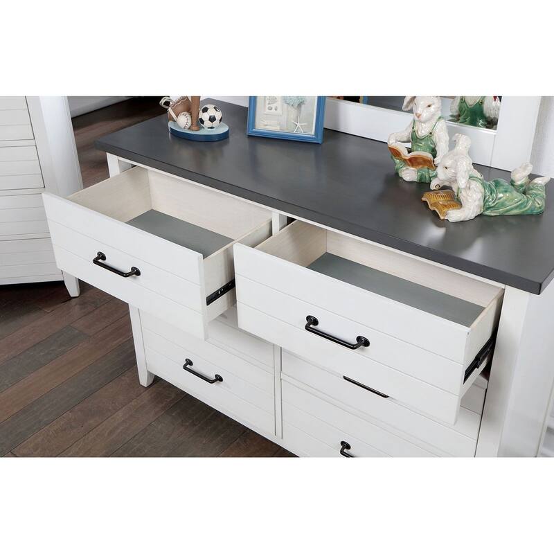 Nightstand Bedroom 1pc Nightstand Solid wood Appliance Pull 2-Drawers bedside Table Top, Two Tone