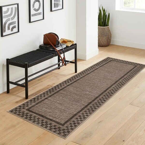 Garvee Small Square Geometric Bordered Area Rug - Bed Bath