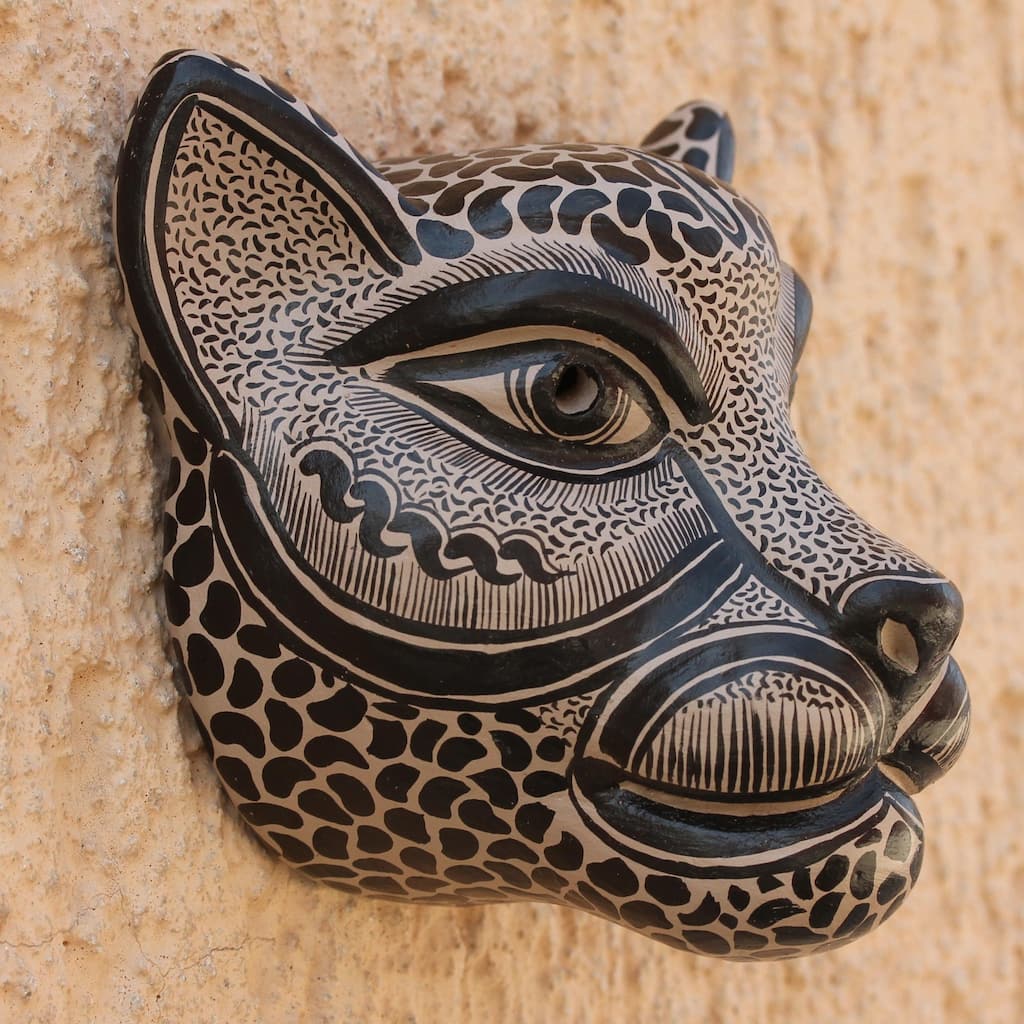 Novica Handmade Jaguar Beauty Ceramic Mask