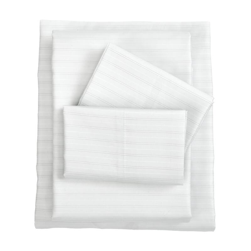 Premium Striped Microfiber Sheet Set - King - Light Grey