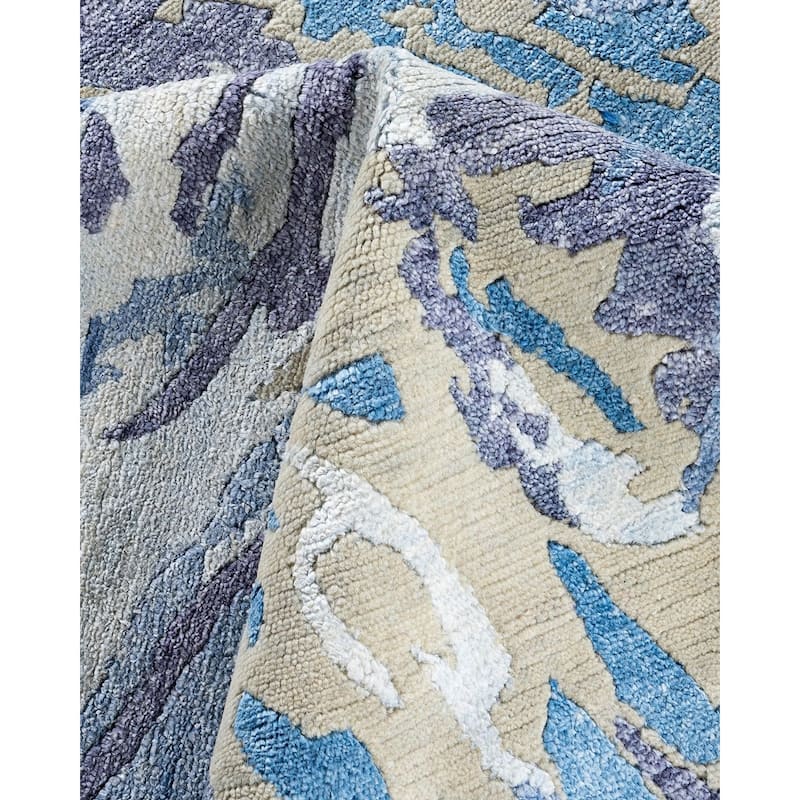 Modern One-of-a-Kind Hand-Knotted Area Rug - Ivory, 9' 1" x 12' 0" - 9' 1" x 12' 0"