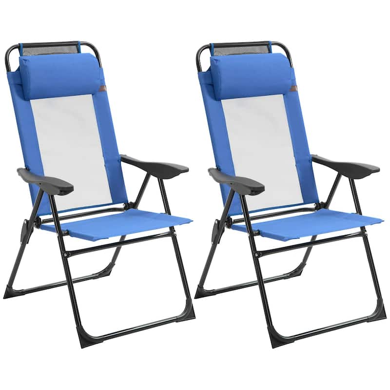 Folding Patio Dining Chairs Set of 2,Adjustable Sling,Headrest,Outdoor