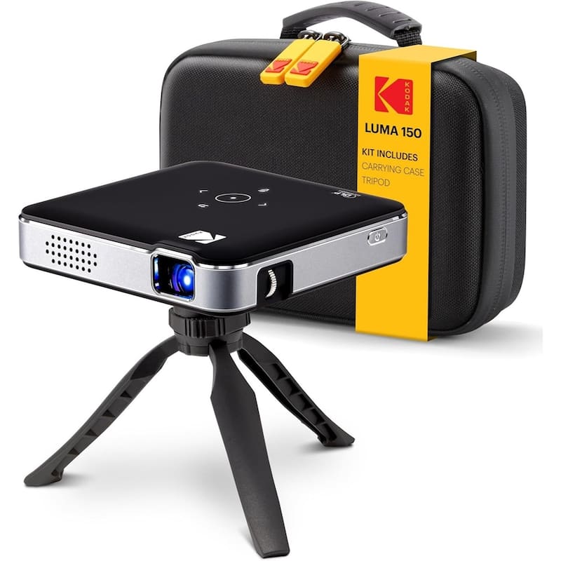 Kodak Luma 150 Pico Projector, Rechargeable Ultra Mini Projector with Travel Case & Tripod - Black