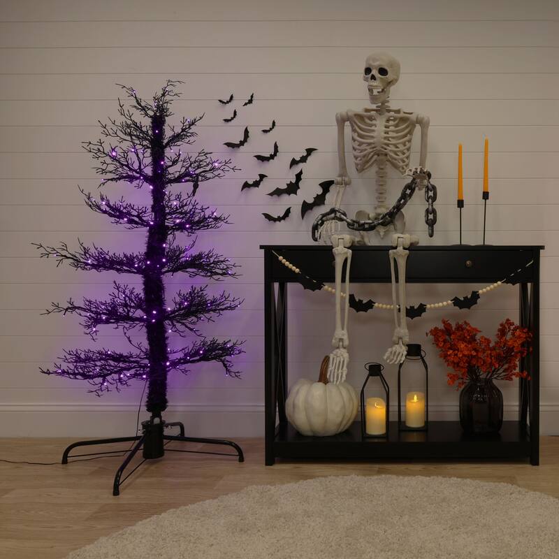 Haunted Hill Farm 5-ft. Dancing Halloween Tree with Purple LED Lights and Sound