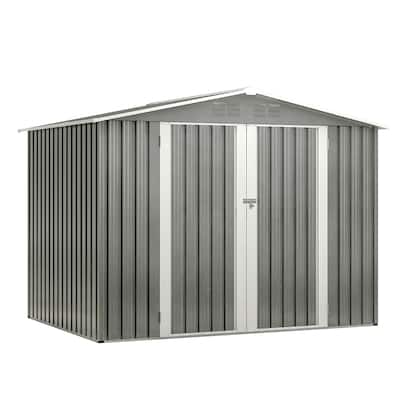 8x6 FT Waterproof Storage Sheds with Metal Foundation with Floor Frame, Tool Shed with Lockable Hinged Doors & Air Vents