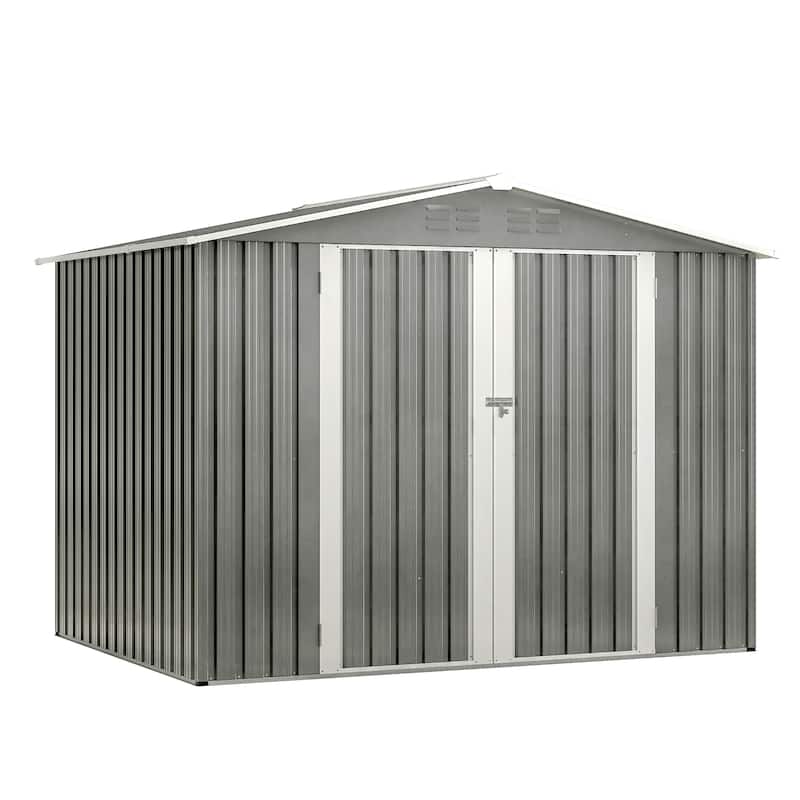 GDFStudio - Evelyn Spacious Outdoor Waterproof Tool Storage Shed with Durable Metal Frame