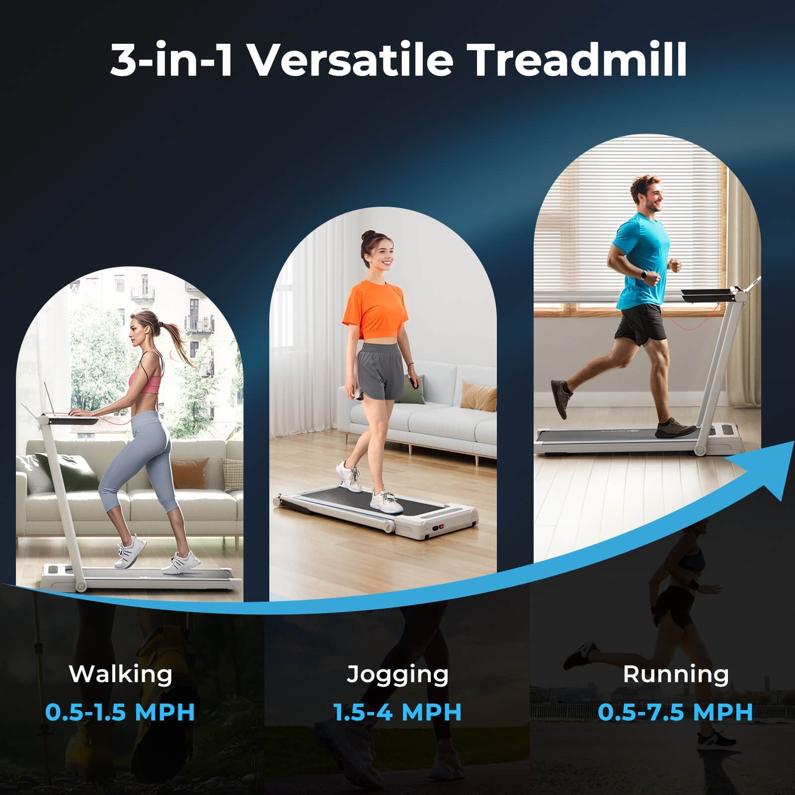 Goplus 3-in-1 Folding Treadmill W/Table Speaker Remote Home - Main Image