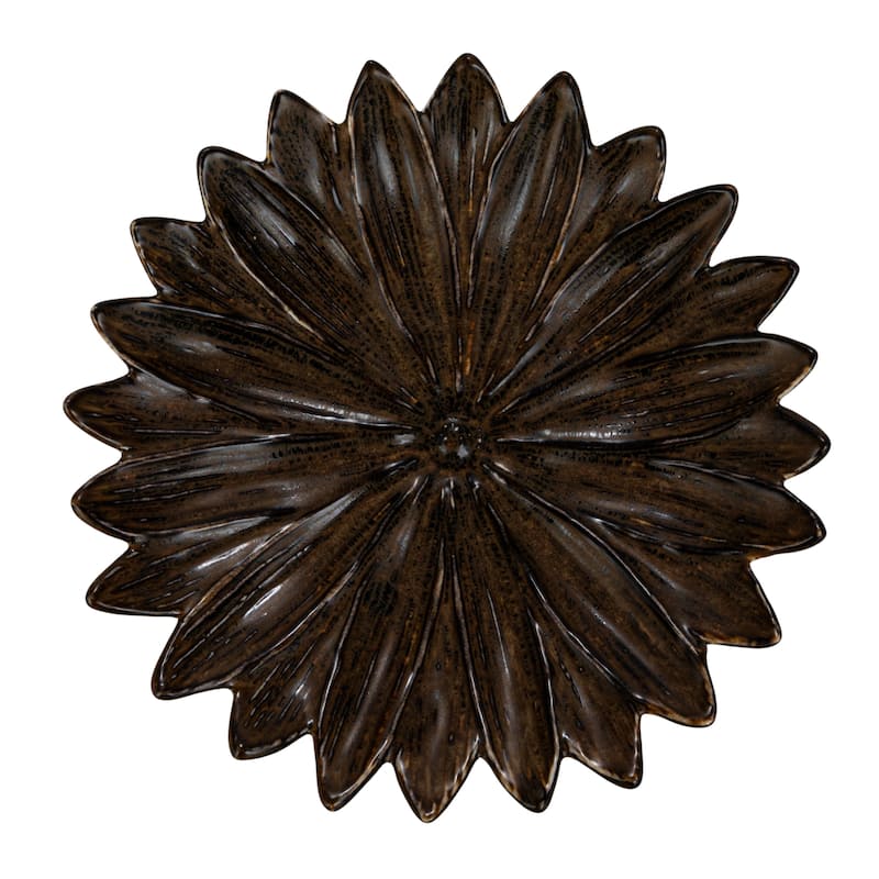 Stoneware Flower Plate with Glaze