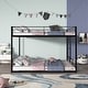 preview thumbnail 1 of 10, Twin over Twin Size Steel Bunk Bed with Fence and Ladder for Kids, Boys and Girls Black