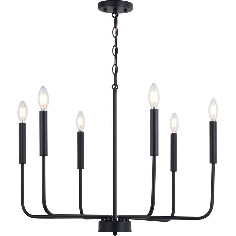 Vaxcel Lighting H0297 6 Light 26" Wide Taper Candle Style Chandelier - Black
