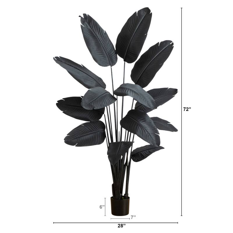 Travelers Palm Artificial Halloween Tree - 6' - Black