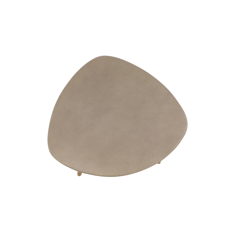 Gray Concrete Inspired Oval End Table Outdoor Accent Table with Brown Tapered Wood Legs