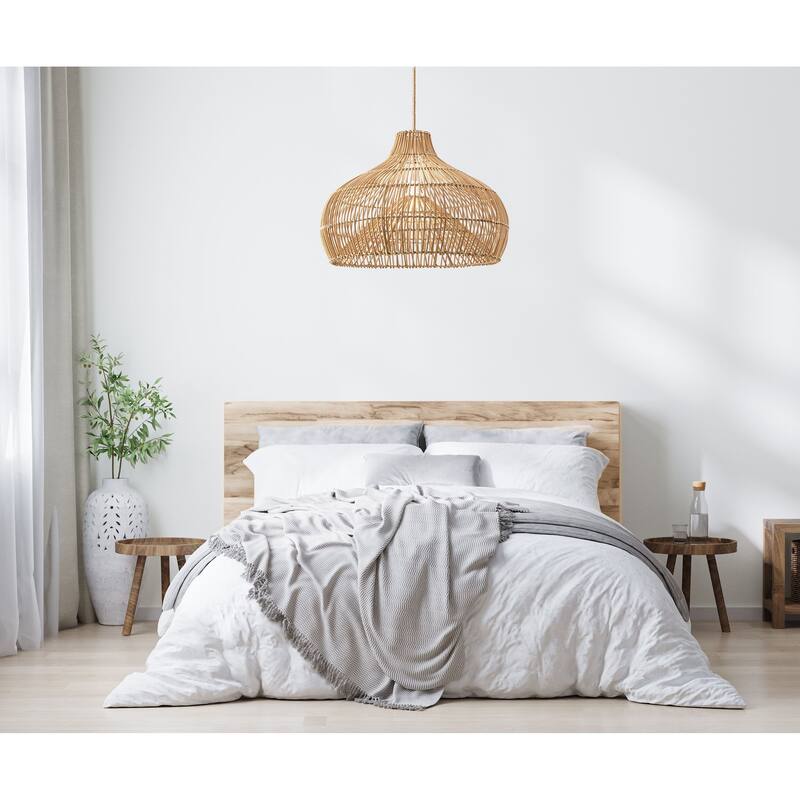 Oceania Brown Rattan Pendant Light – Large Handwoven Ceiling Light Fixture for Living Room, Kitchen in Modern & Coastal Style