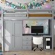 preview thumbnail 1 of 10, Twin Size Loft Bed with Wardrobe and Desk Grey