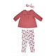 preview thumbnail 2 of 3, Baby Girls 3 Piece Pink Floral Breezy Smock Top, Leggings and Headband Set