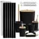 preview thumbnail 1 of 7, Empyrean Bamboo Bathroom Accessories Set with Shower Curtain Set, Toilet Brush, Trash Can & Soap Dispenser Complete Set - Black