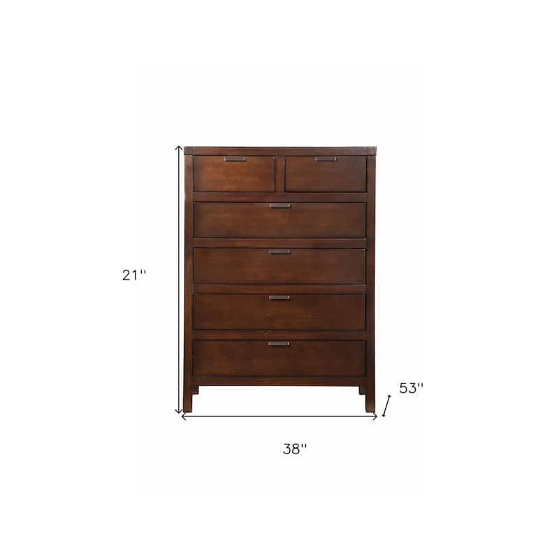 HomeRoots 36" Brown Solid Wood Six Drawer Standard Chest