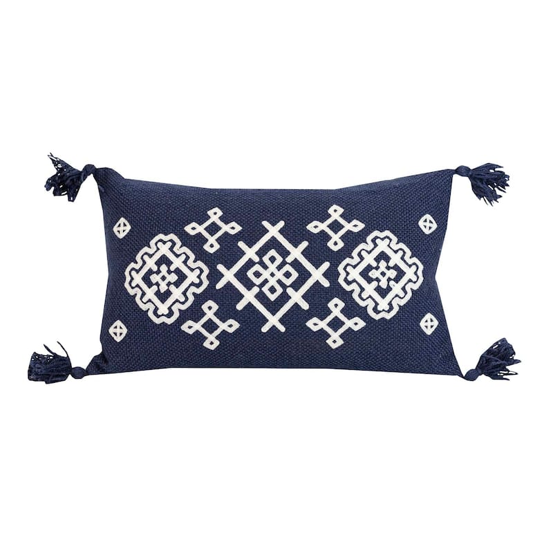 Foreside Home & Garden 12x20 In/Outdoor Geo Diamond Filled Pillow - 20 x 12 x 5"