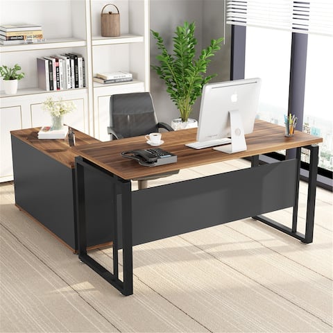 55 Inches Computer Desk with Mobile File Cabinet