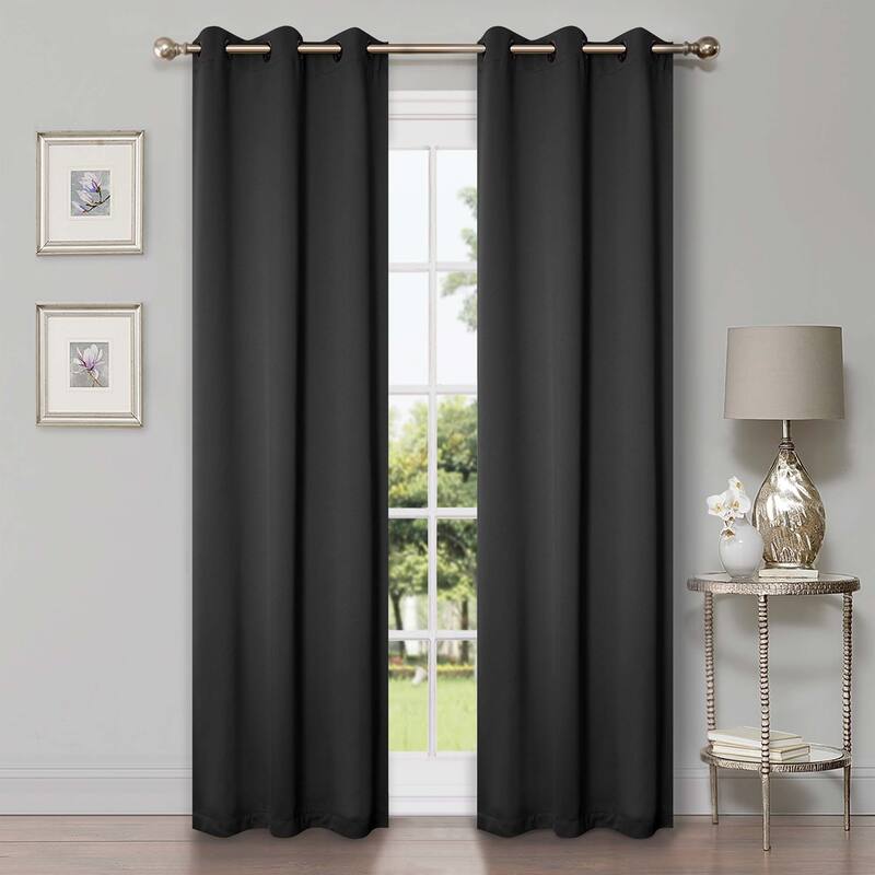 Superior Solid Machine Washable Room Darkening Grommet Curtains, Set of 2
