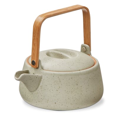 Speckle Glaze Beige Porcelain Teapot 24 oz. - Taupe Brown