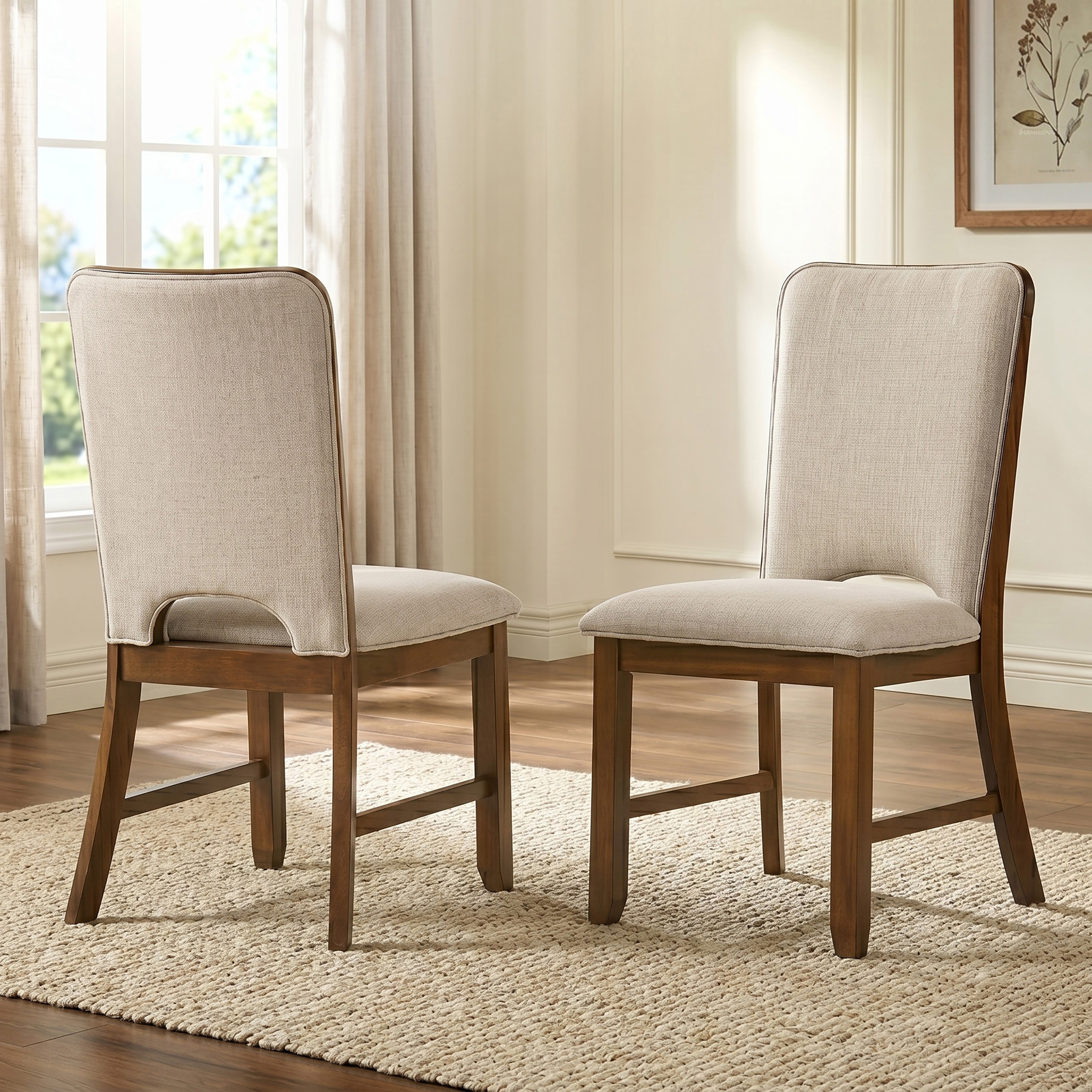 Furniture of America Velto Mid-Century Modern Walnut Wood Dining Side Chair with Padded Seat (Set of 2)