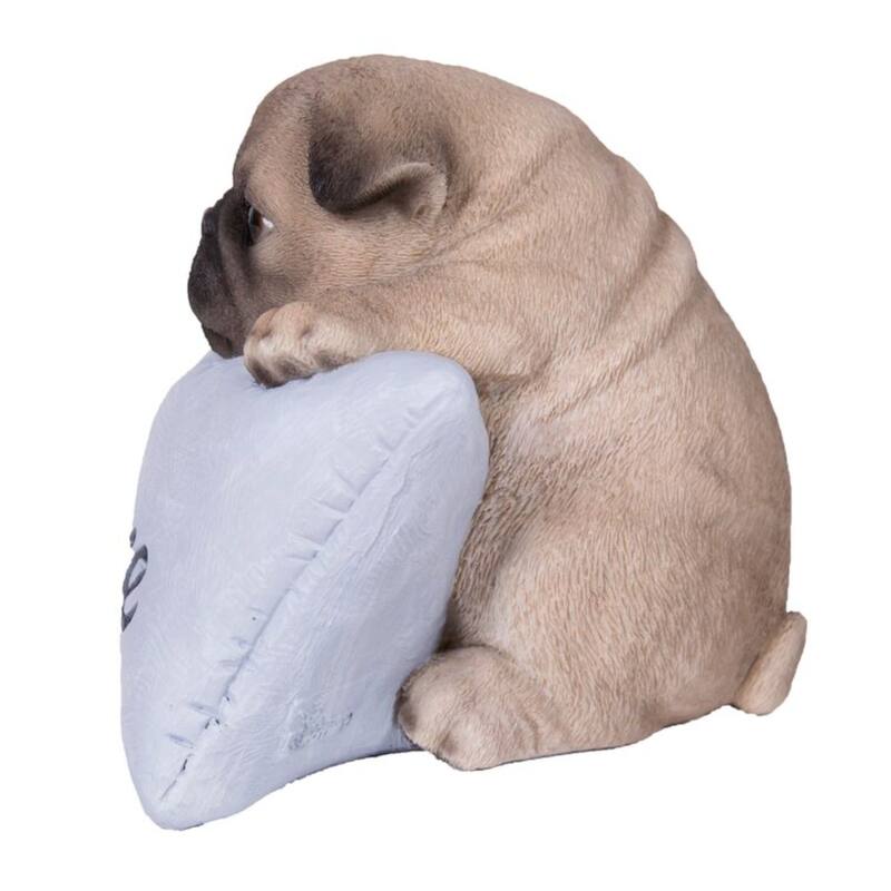 5" Pug with Welcome Sign Outdoor Garden Statue