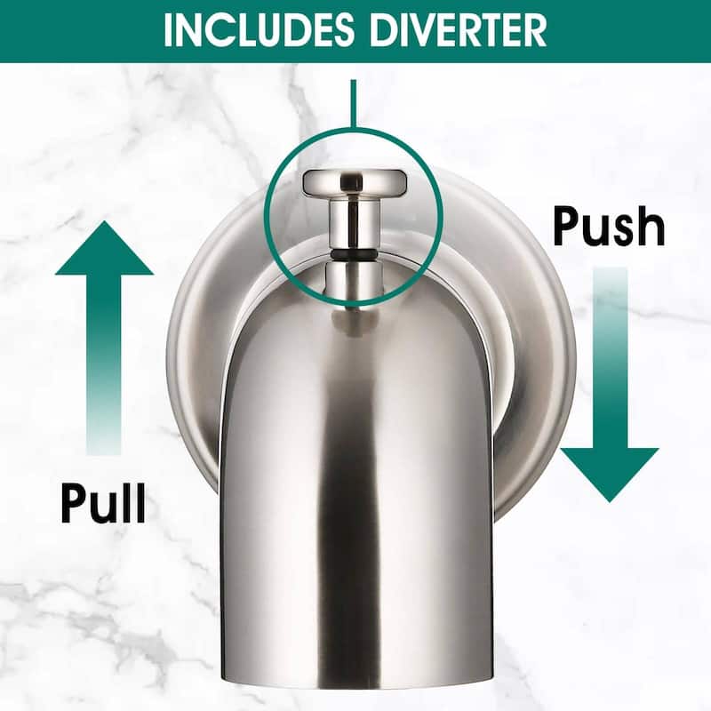 6.22 in. Slip-On Tub Spout/Bathtub Faucet with Diverter 1/2 Inch Slip Fit Connection