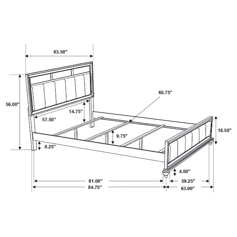 Barzini Modern Classic Wood Panel Bed with Upholstered Headboard