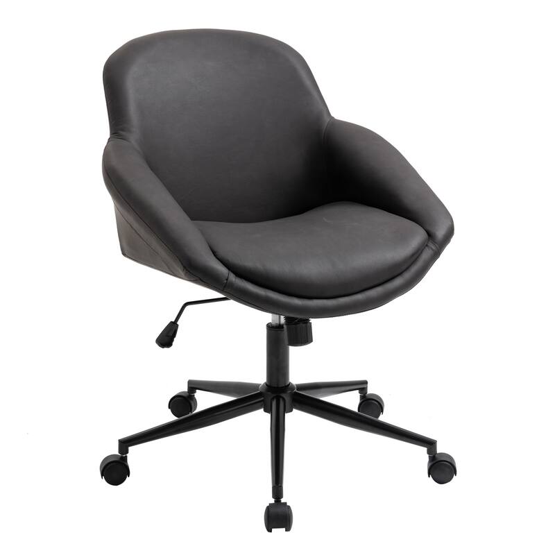 Angled Desk Chair - Modern Faux Leather Office Chair - Comfortable Home Study Seating