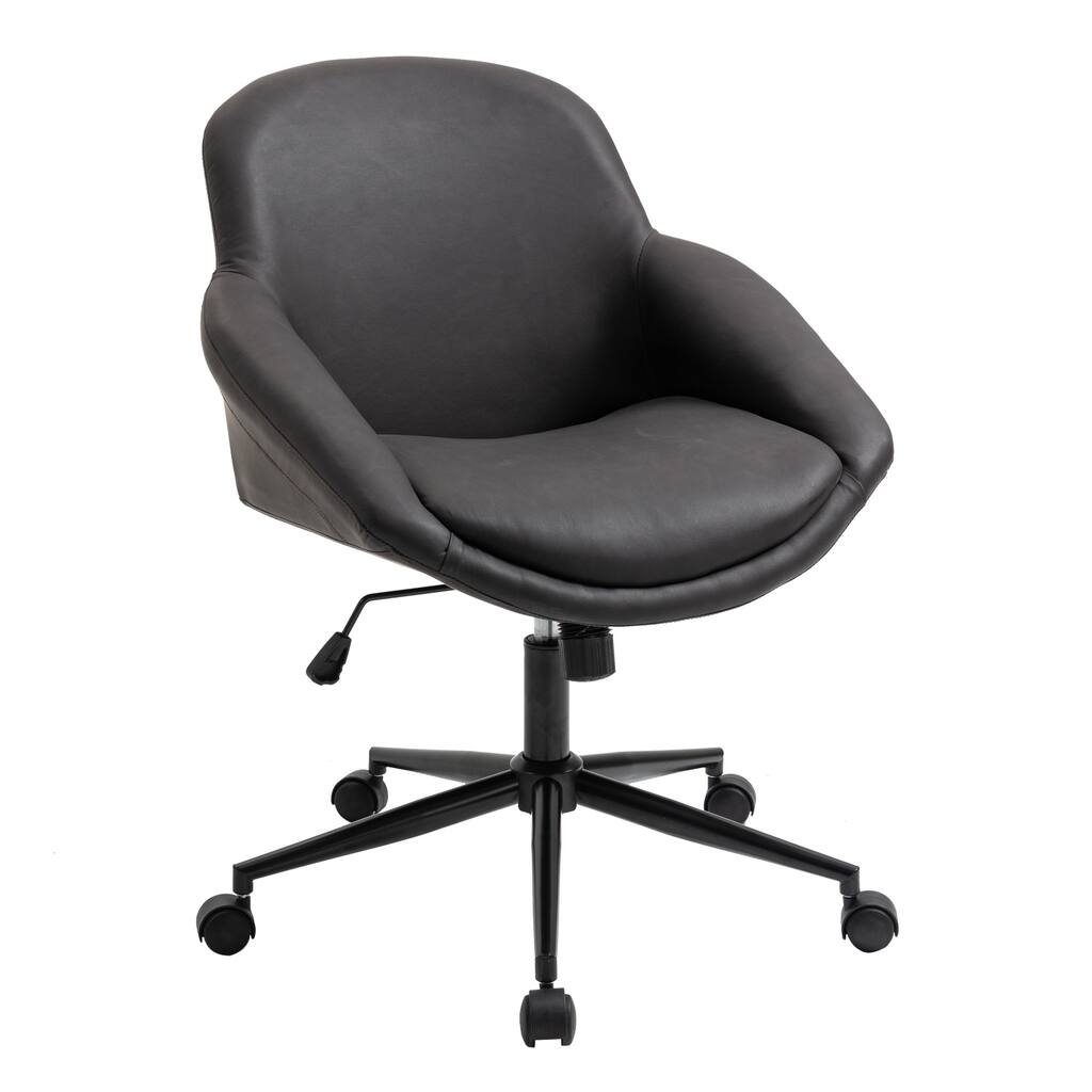 Angled Desk Chair - Modern Faux Leather Office Chair - Comfortable Home Study Seating