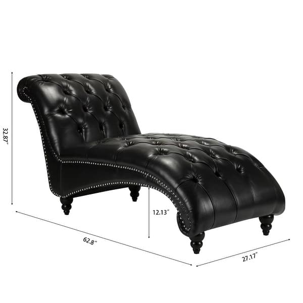 Tufted Armless Chaise Lounge with Solid Wood Legs and PU Leather for ...