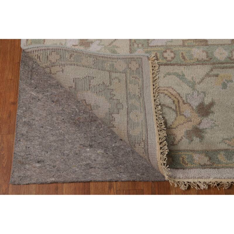 All-Over Floral Oushak Oriental Area Rug Hand-Knotted Wool Carpet - 9'1"x 12'1"