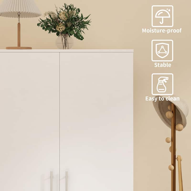 31.5"W x 66.9"H Wardrobe Armoire Cloest with Drawer In Black,White